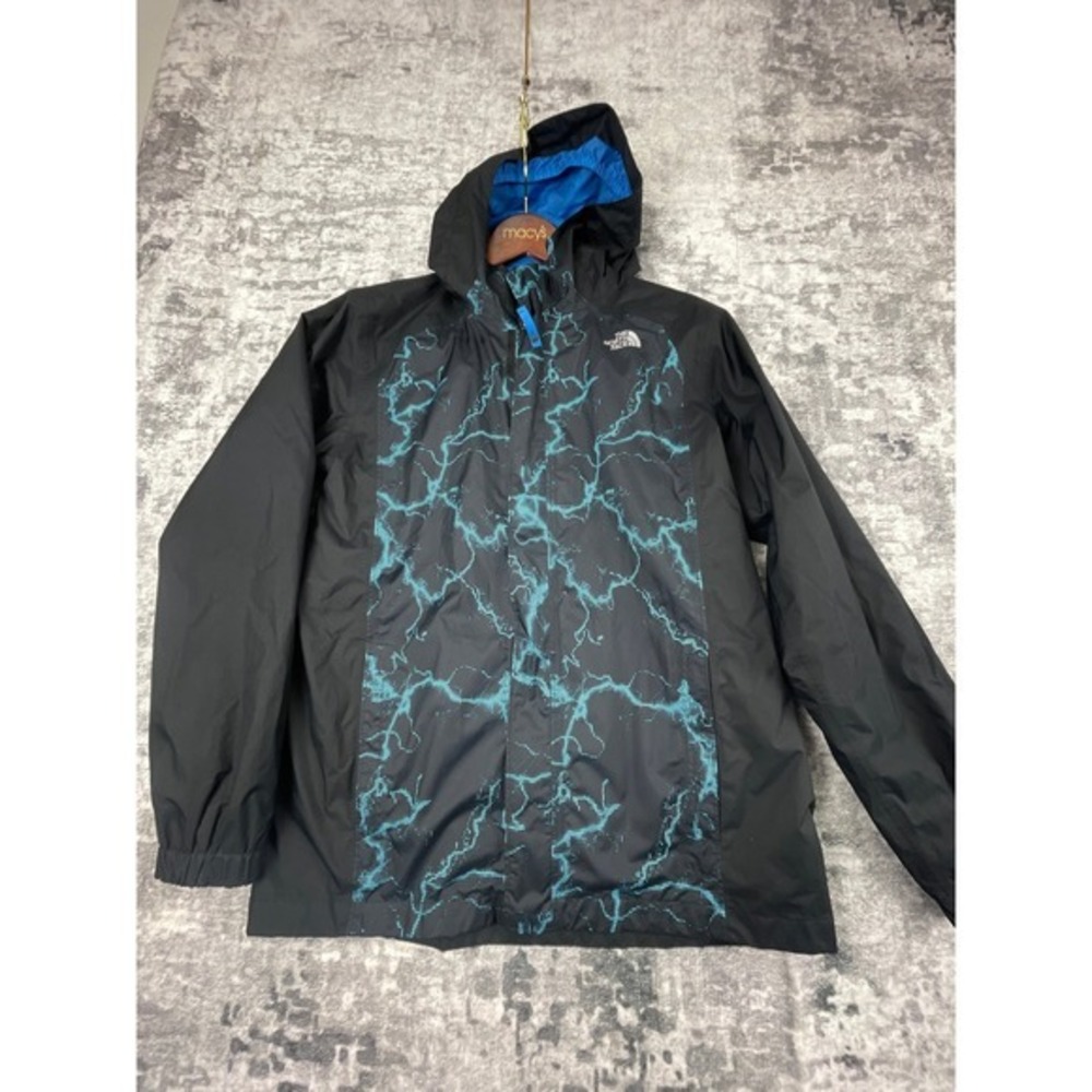 The North Face Boys XL Rain Jacket Black Lightning Print DryVent Waterproof